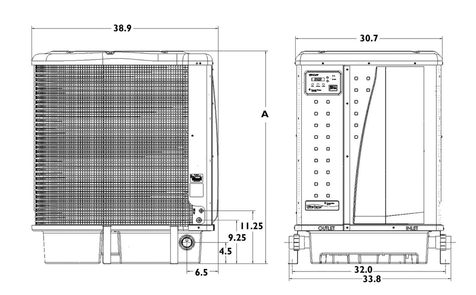 UltraTemp High Performance Pool Heat Pump 122K BTU 3Ph 60Hz 230V